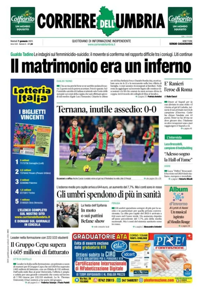 Prima-pagina-corriere umbria-del-2025-01-07